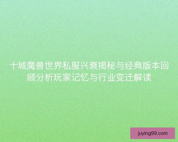 十城魔兽世界私服兴衰揭秘与经典版本回顾分析玩家记忆与行业变迁解读